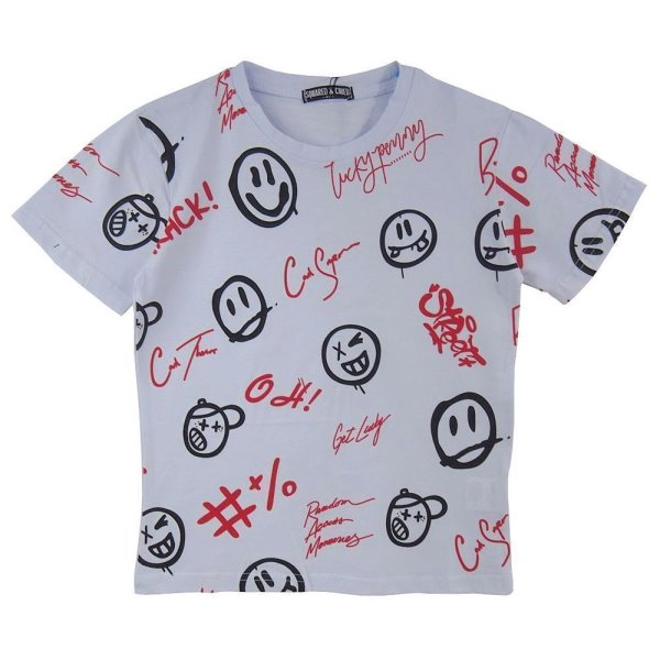 Squared & Cubed Jungen Smiley T-Shirt - weiß