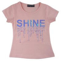 squared & Cubed Mädchen T-Shirt rosa mit Perlen und holografischer Schrift
