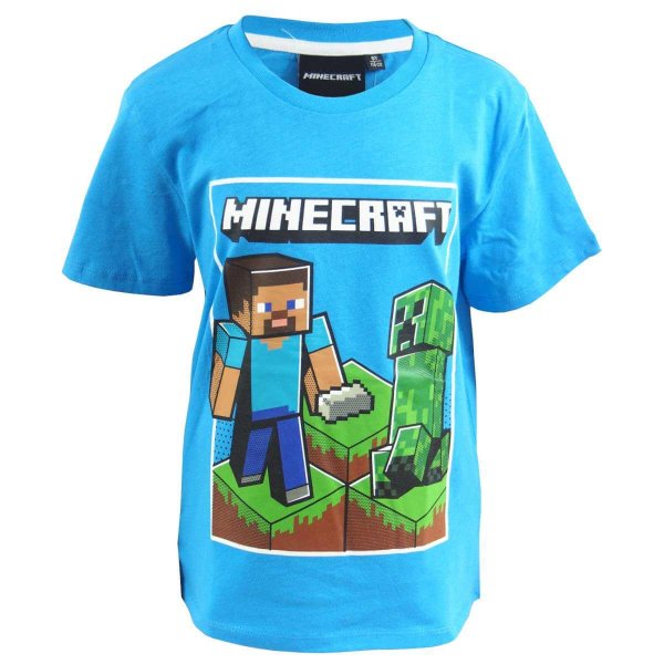 Minecraft Kinder T-Shirt Steve Creeper - blau